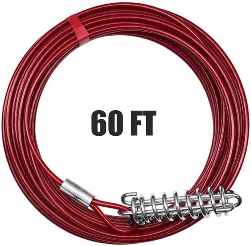 Dog Aerial Trolley System Tie Out for Yard - 60Ft Dog Run Cable with 10Ft Pulley Runner Lead - Heavy Duty Reflective Cable for Dogs up to 125 Lbs, Rust-Resistant & Tangle-Free Outdoor Runner
