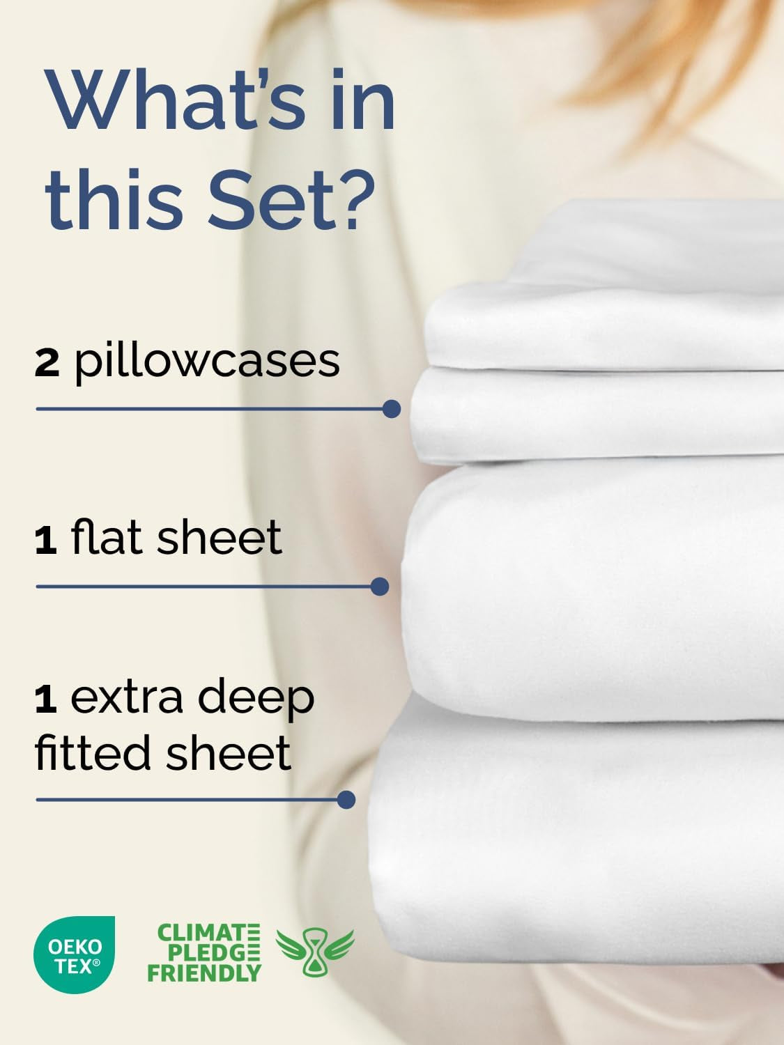 Extra Deep Twin Sheet Set - 4 Piece Breathable and Cooling Sheets - Hotel Luxury Bed Sheets Set - Easy & Secure Fit - Soft, Wrinkle Free and Comfy Sheets Set - White Sheet Set with Extra Deep Pockets
