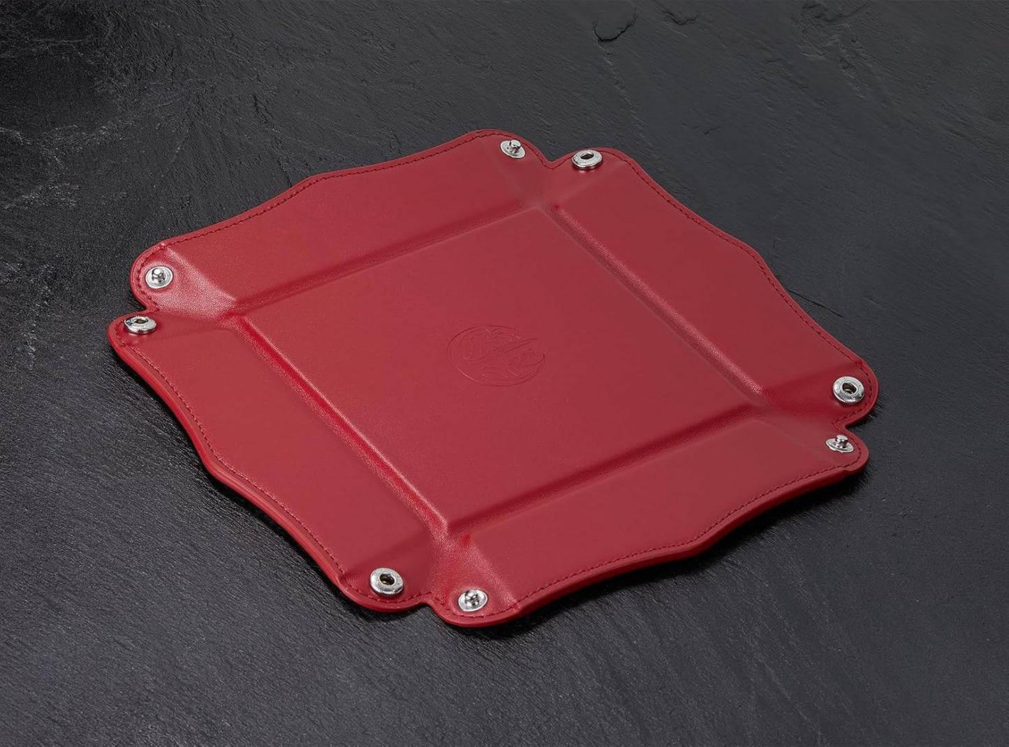 Jewelry Tray, PU Leather Catchall Valet Tray for Girl Key Wallet Coin Box Travel(Coral Red)