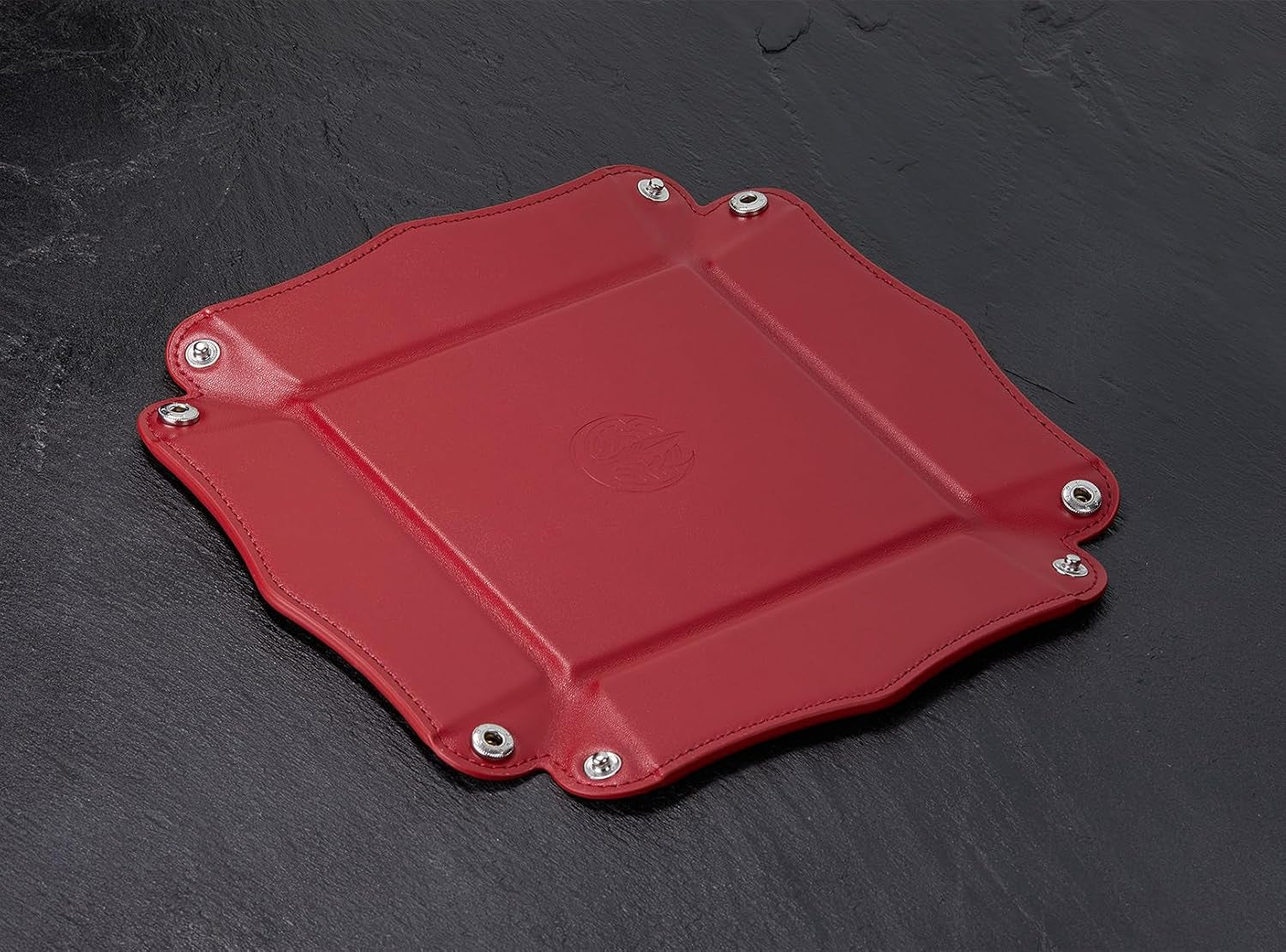 Jewelry Tray, PU Leather Catchall Valet Tray for Girl Key Wallet Coin Box Travel(Coral Red)