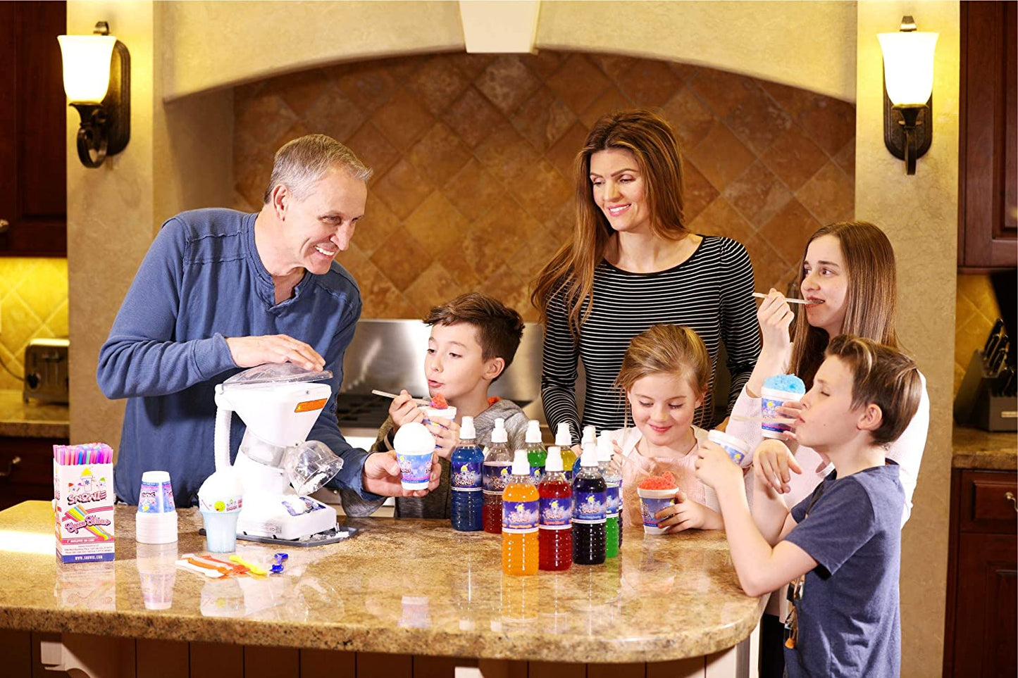 Little  Max Snow Cone Machine - Premium Shaved Ice Maker, with Powder Sticks Syrup Mix, Summer Kit