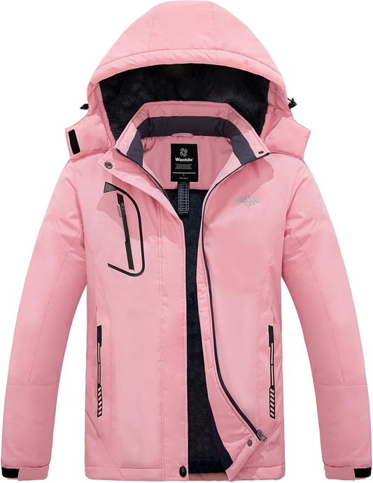 Women'S Mountain Waterproof Ski Jacket Windproof Rain Jacket Winter Warm Hooded Coat