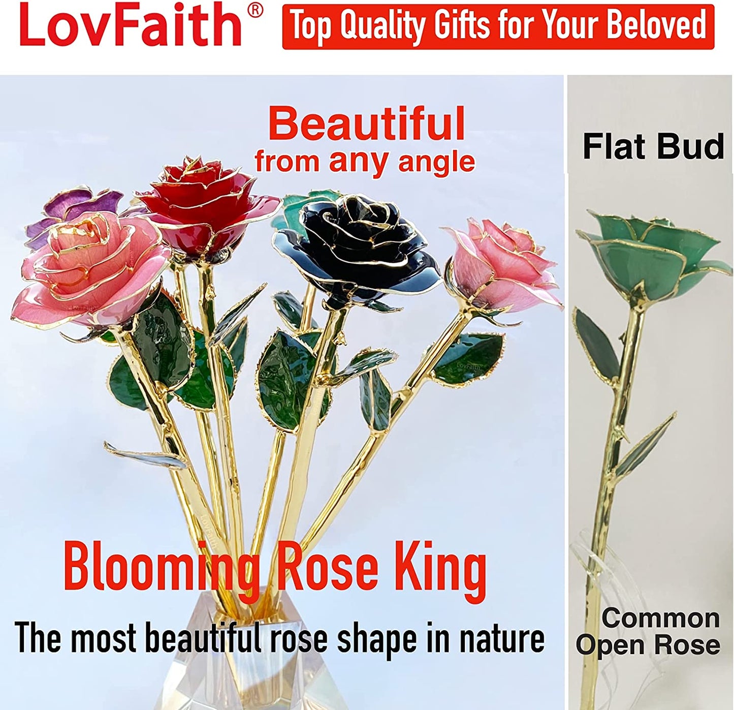 Valentine Gift Real Rose Dipped 24K Gold with Crystal Stand, Best Anniversary Rose Gift for Her Wife Mother Birthday Christmas