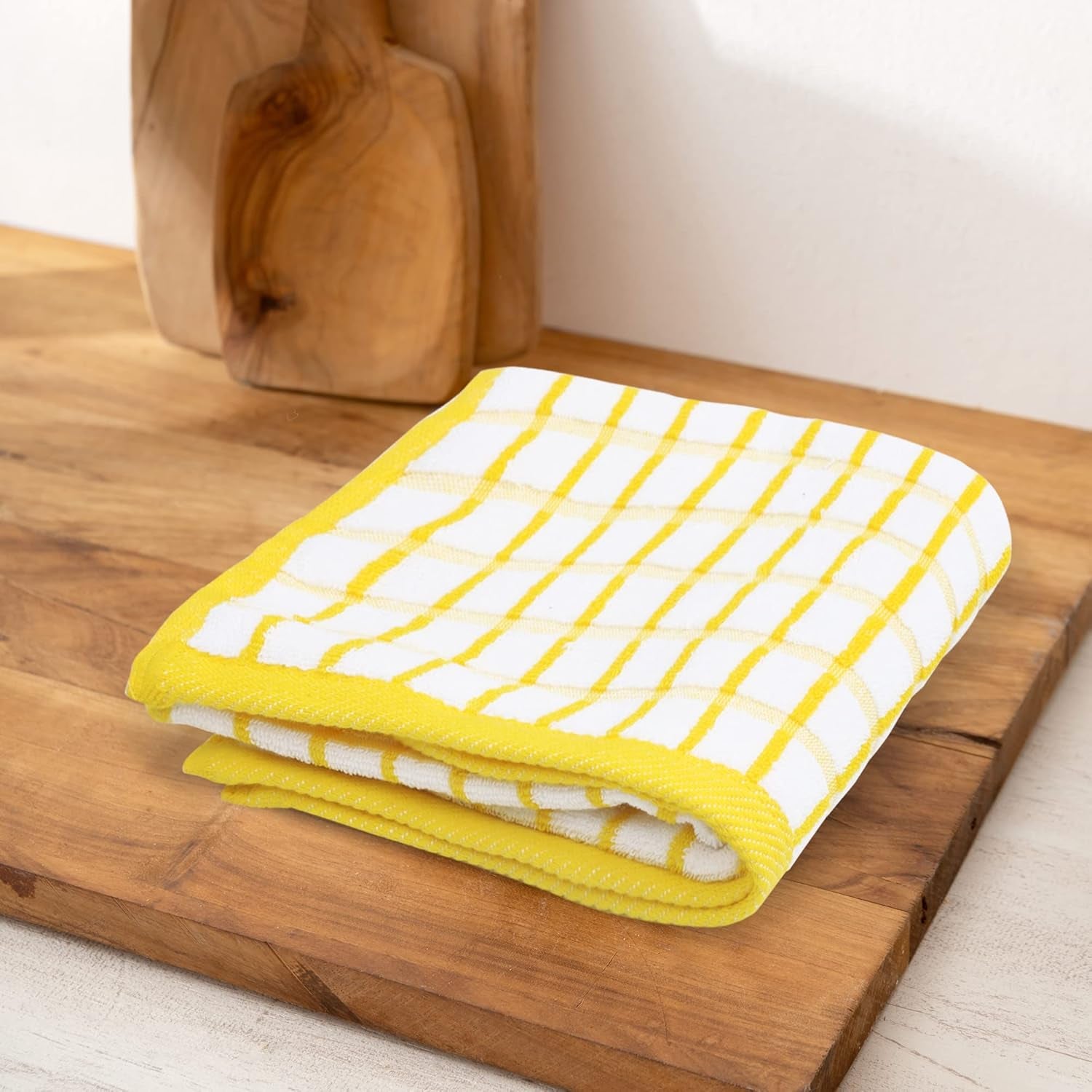 Kitchen Towels Yellow/White Set of 3 Terry Kitchen Towels 100% Cotton Ultra Soft Size 20X30 Inches Highly Absorbent over Sized Kitchentowels with Hanging Loop Kitchentowels