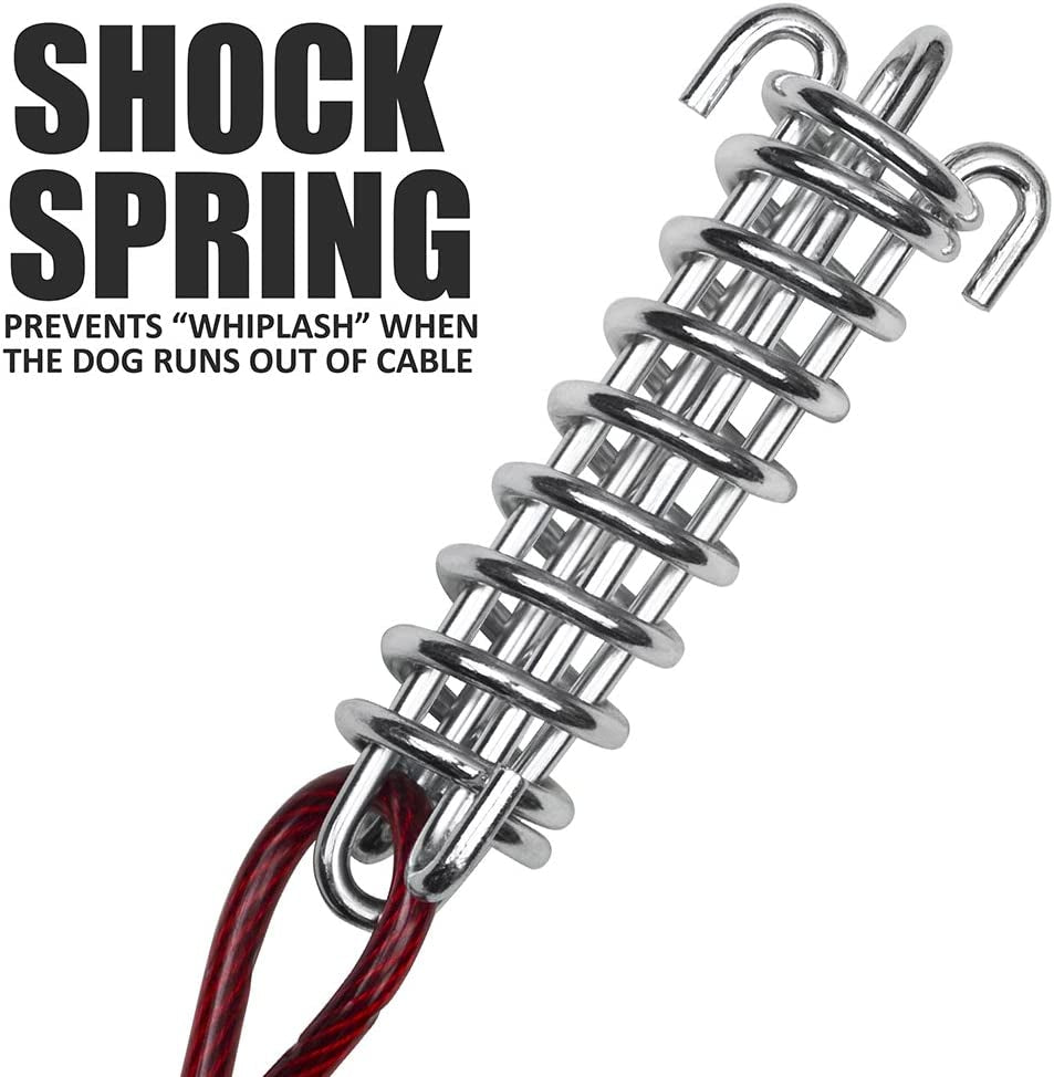Dog Aerial Trolley System Tie Out for Yard - 60Ft Dog Run Cable with 10Ft Pulley Runner Lead - Heavy Duty Reflective Cable for Dogs up to 125 Lbs, Rust-Resistant & Tangle-Free Outdoor Runner