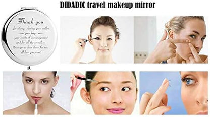 Mom Gifts for Birthday, Engraved Makeup Mirror for Mother (Silver, Mir-Smiles)