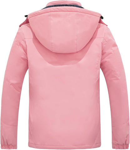 Women'S Mountain Waterproof Ski Jacket Windproof Rain Jacket Winter Warm Hooded Coat