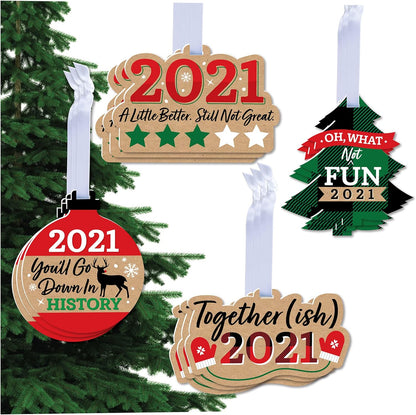Together (Ish) 2021 - Funny Holiday Decorations - Christmas Tree Ornaments - Set of 12